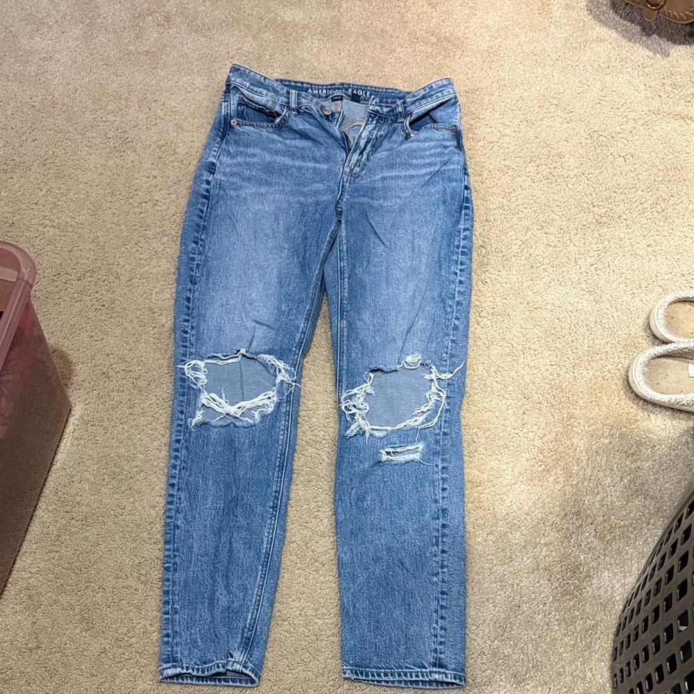 American Eagle Outfitters Light Blue Ripped “Mom” Jeans